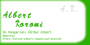 albert koromi business card