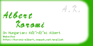 albert koromi business card